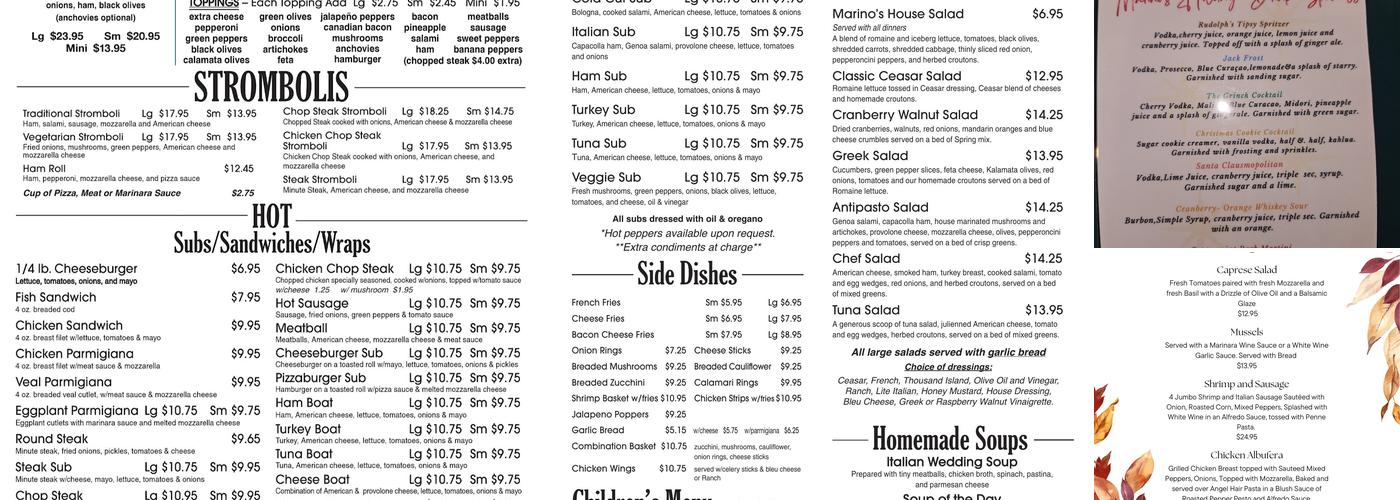 Marino's Pizza & Pasta House Menu