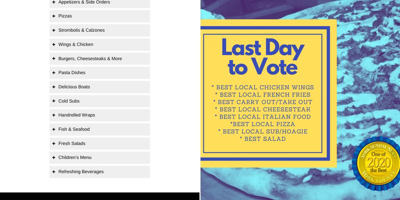 Marcello's Pizza Menu