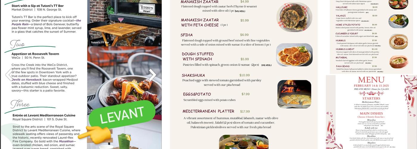 Levant Mediterranean Cuisine Menu