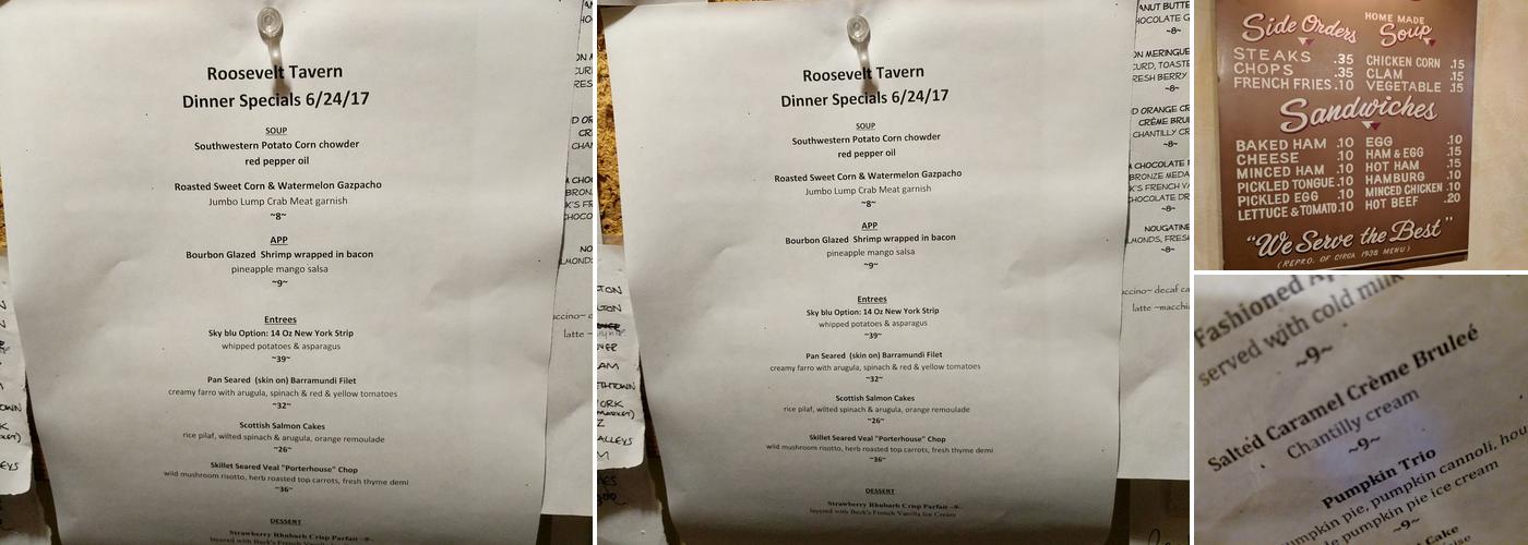 Roosevelt Tavern Menu