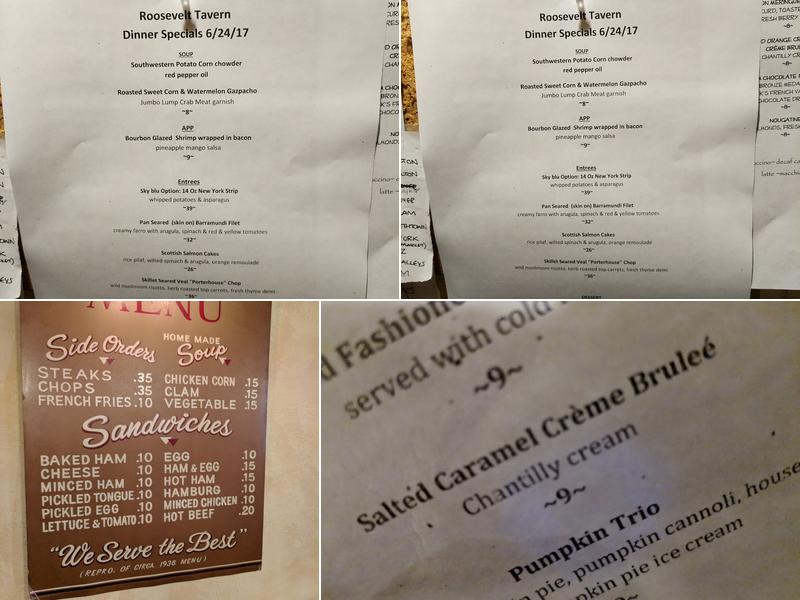 Roosevelt Tavern Menu