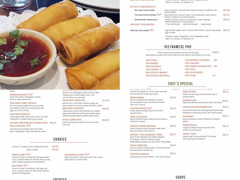 District Thai Restaurant Menu
