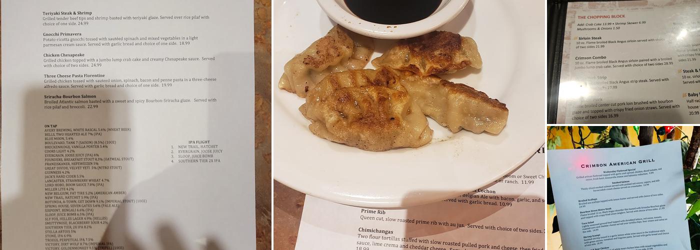 Crimson American Grill Menu