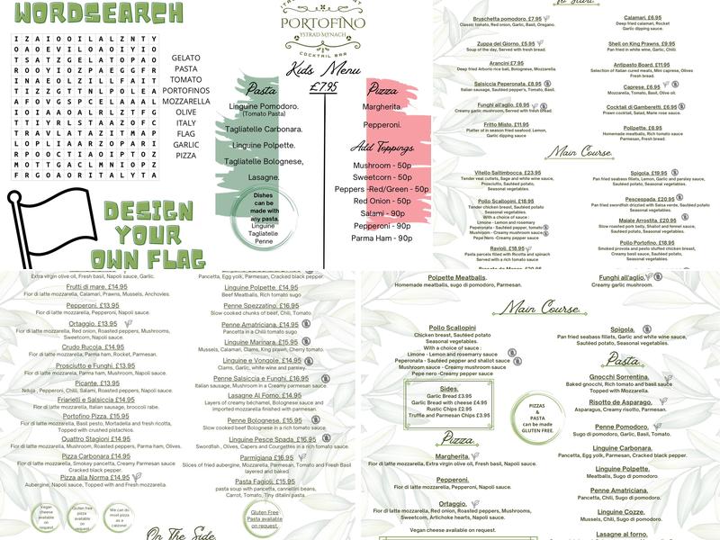 Portofino Ystrad Mynach Menu