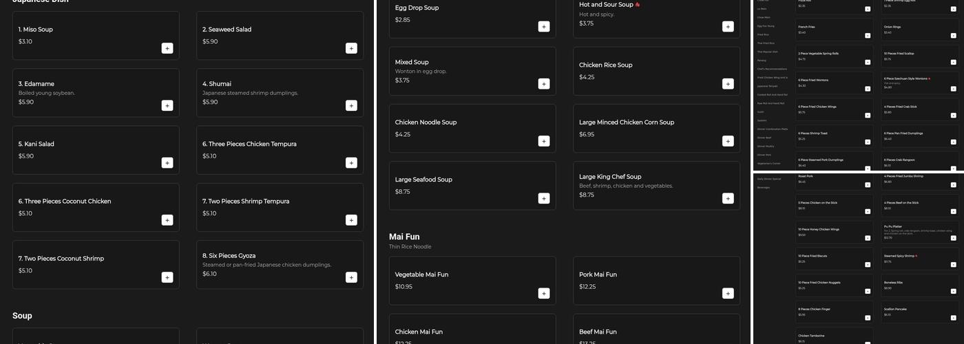 King Chef Menu