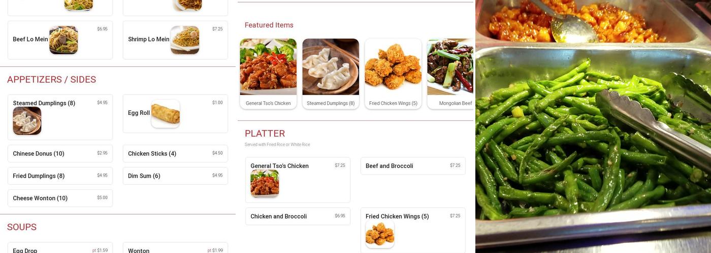 York Buffet Menu