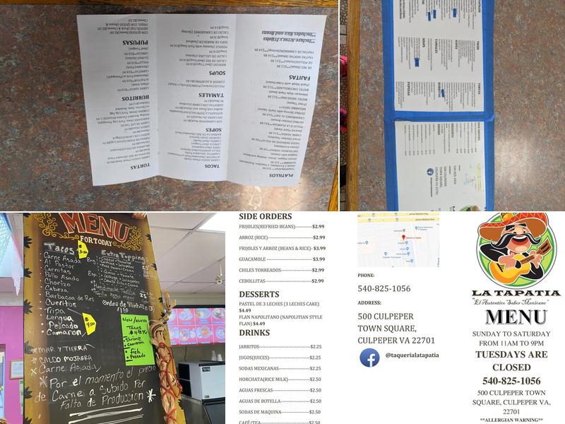 Taqueria La Tapatia Menu