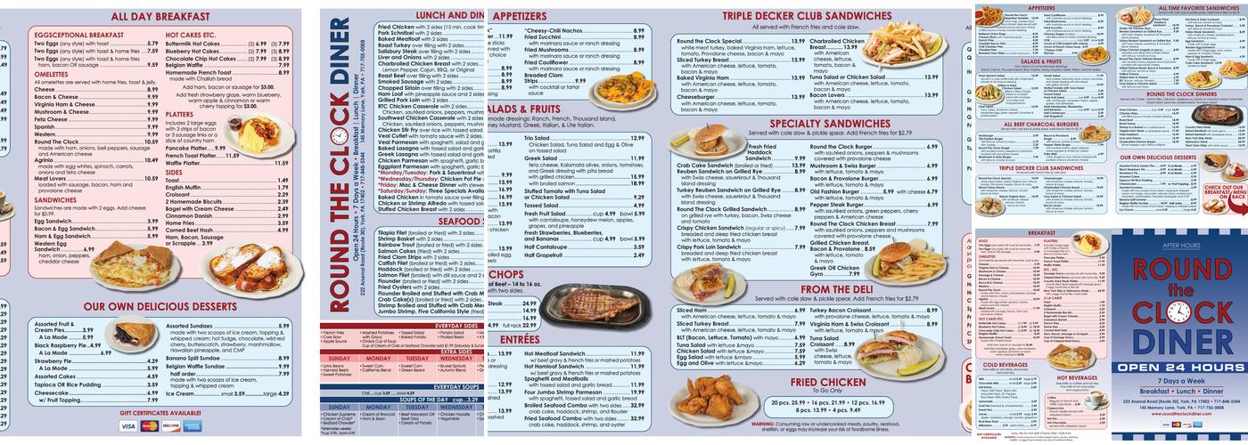 Round the Clock Diner - East Menu