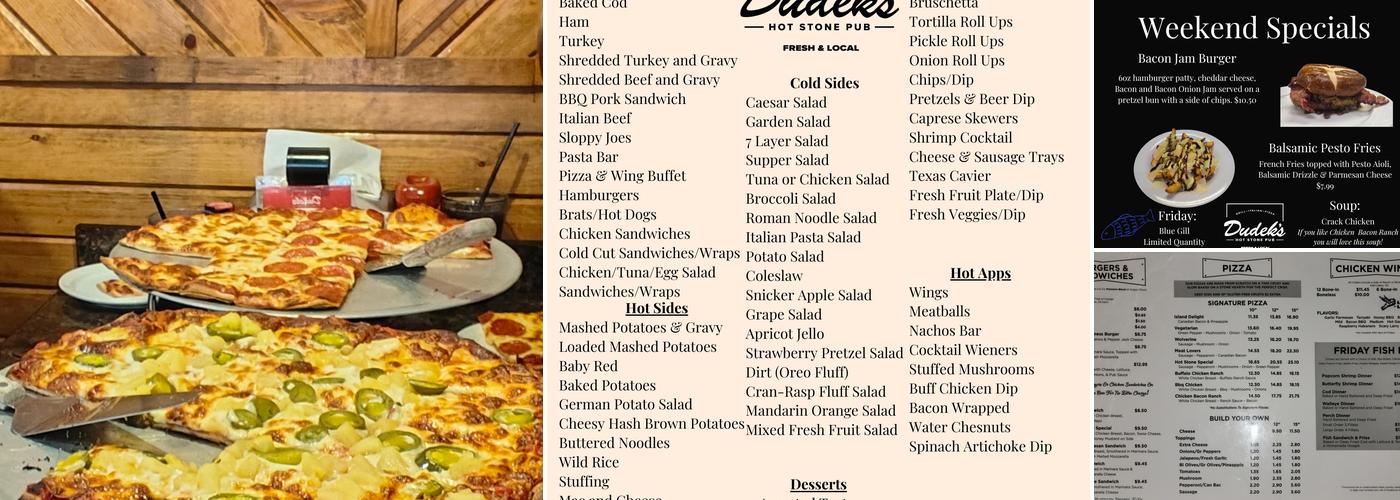 Dudek's Hot Stone Pub Menu