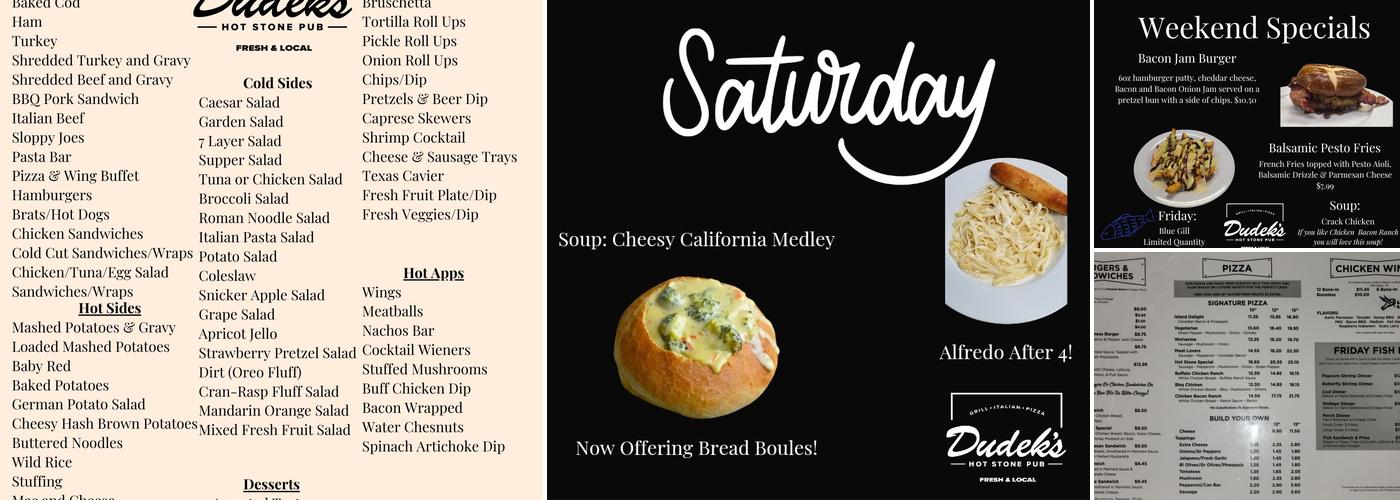 Dudek's Hot Stone Pub Menu