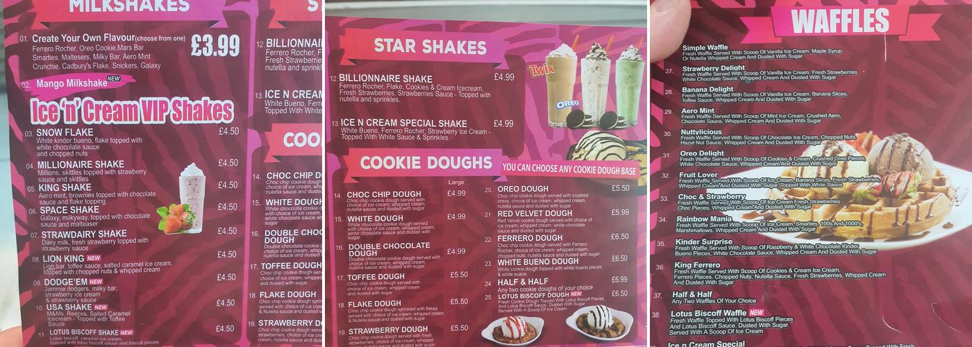 Dessert Corner Menu