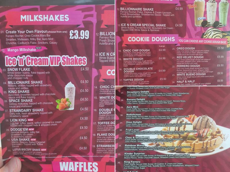Dessert Corner Menu