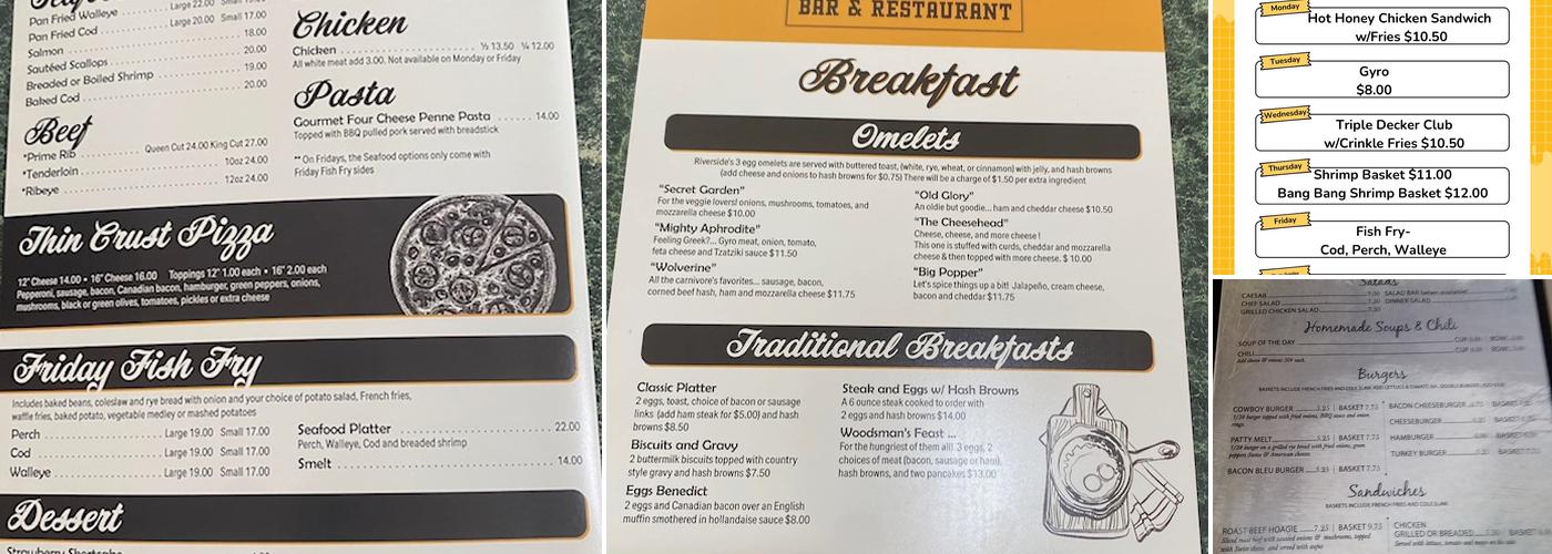 Dan & Tim's Riverside Menu