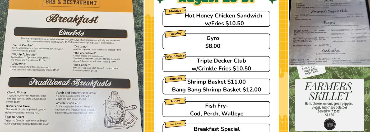 Dan & Tim's Riverside Menu