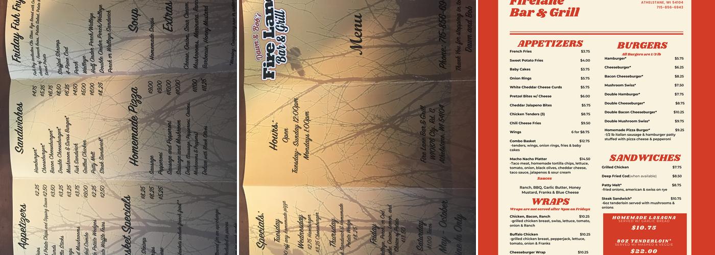 Firelane Bar & Grill Menu