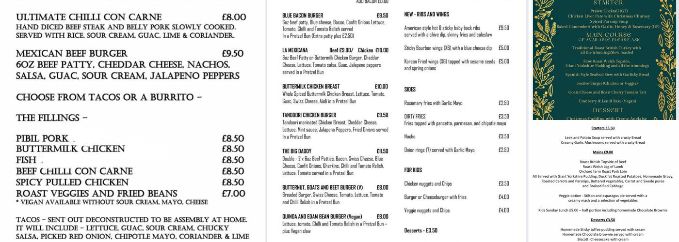 Jolly Colliers Inn Menu