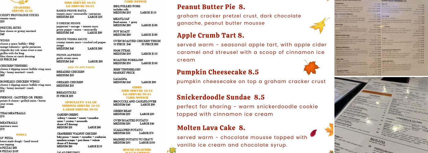 Robin Hood Brewing Co. Menu