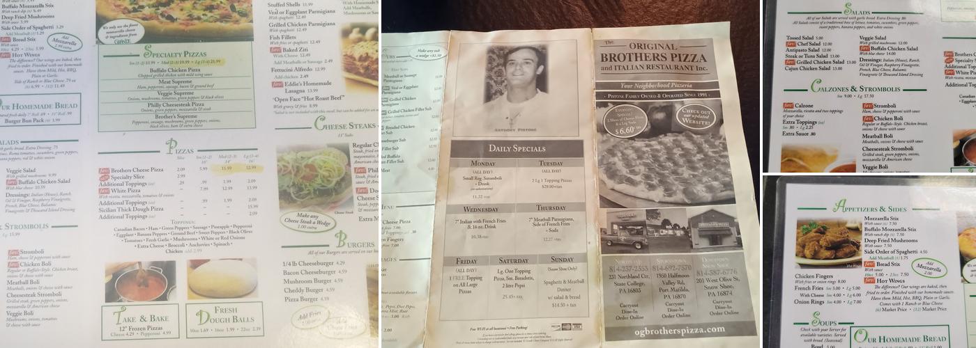 Brother's Pizza Menu