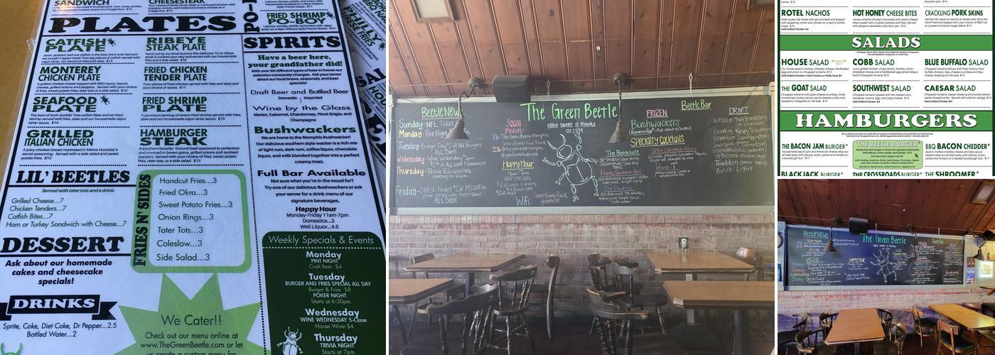 The Green Beetle Menu