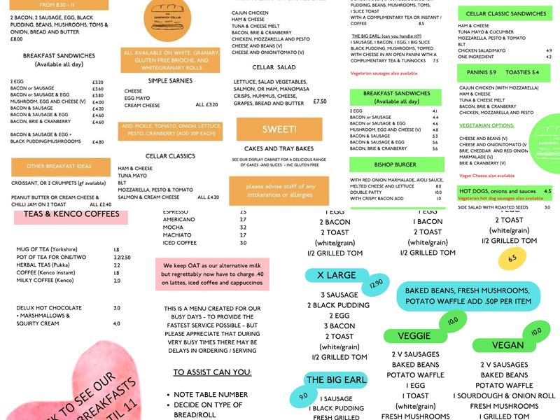 The Sandwich Cellar Menu