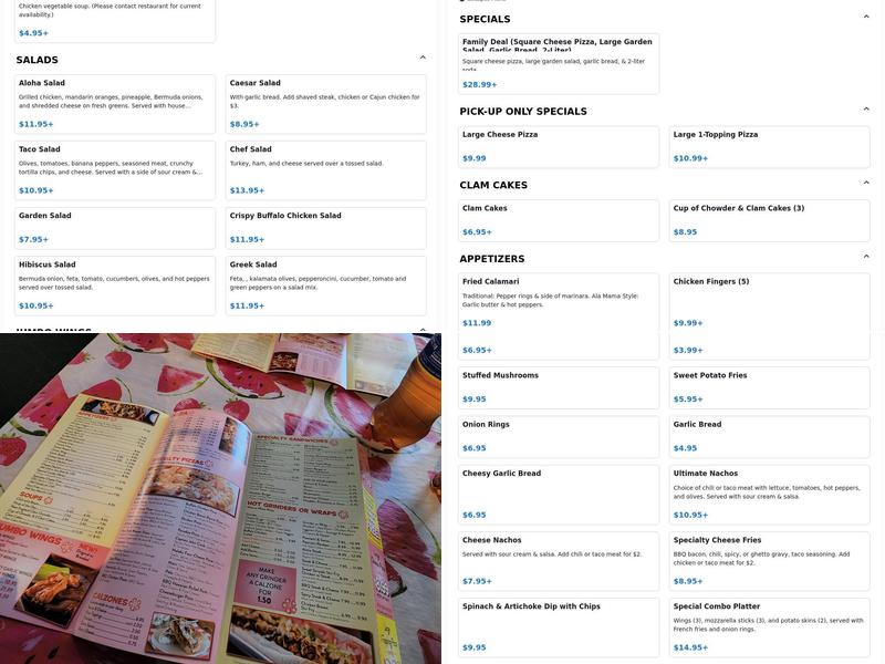 Aloha Pizza Menu