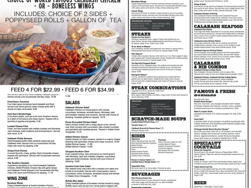 Fatz Cafe - Kingsport Menu