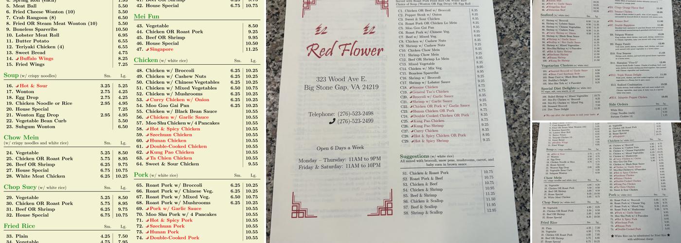 Red Flower Menu
