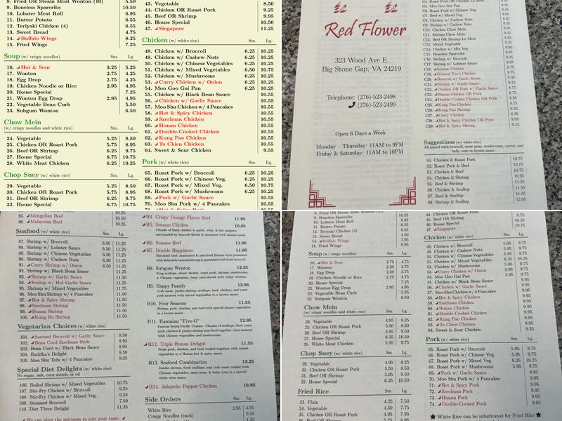 Red Flower Menu