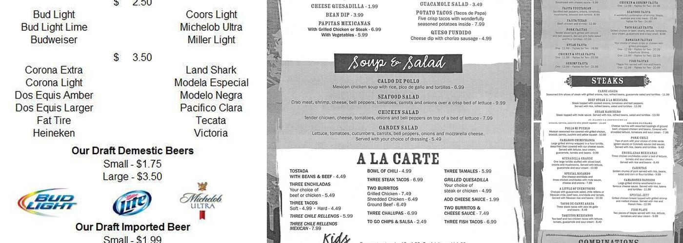 El Castillo Menu