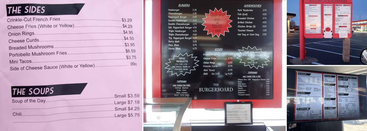 Burgerboard Menu