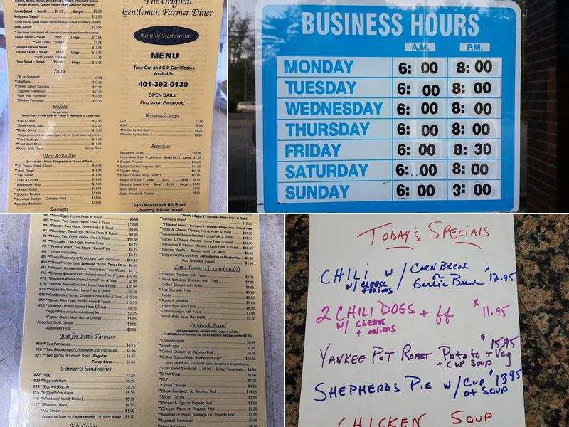 Gentlemen Farmer Menu