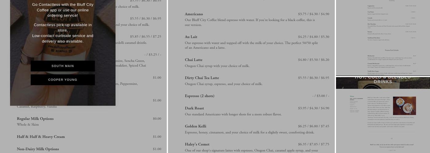 Bluff City Coffee & Bakery Menu