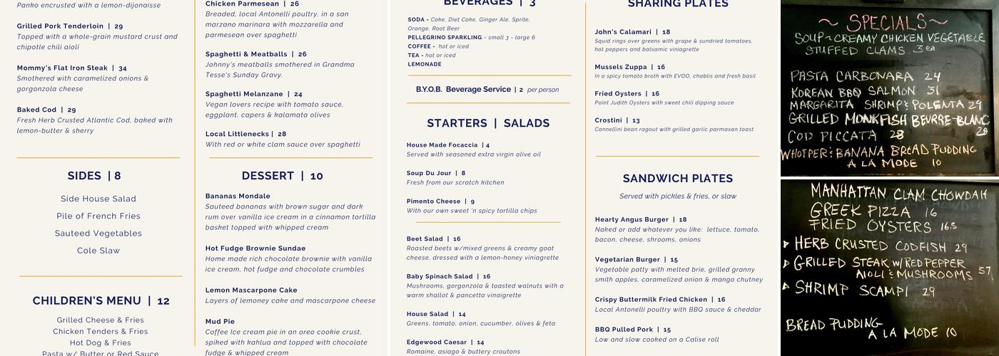 Edgewood Cafe Menu