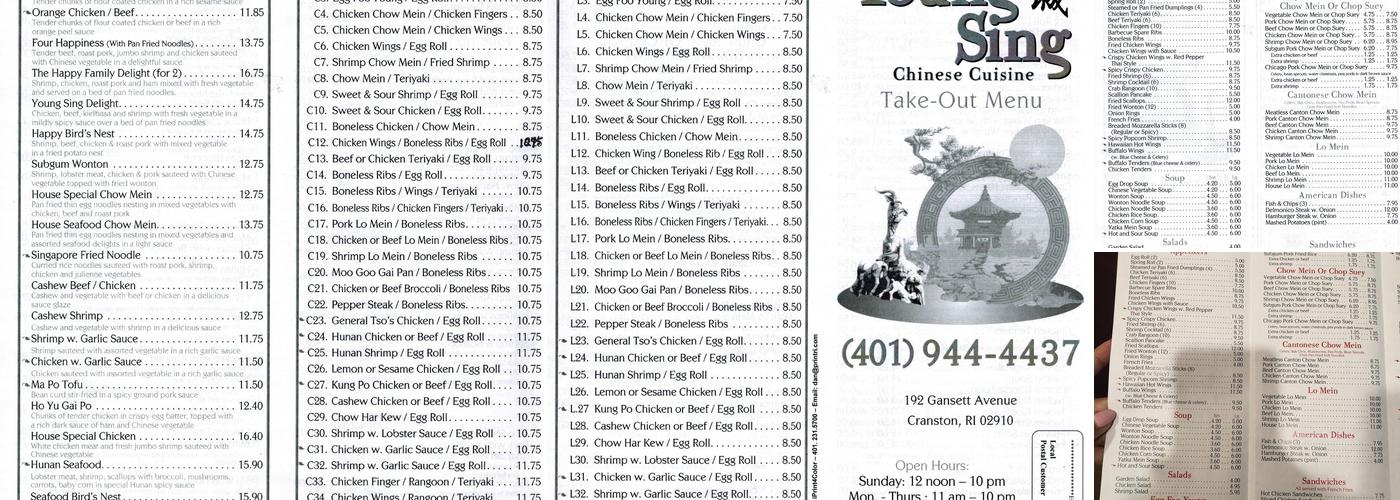 Young Sing 羊城 Menu