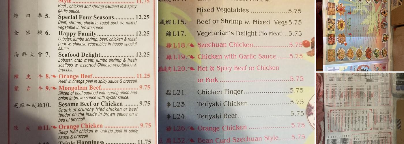 China Garden Restaurant Menu