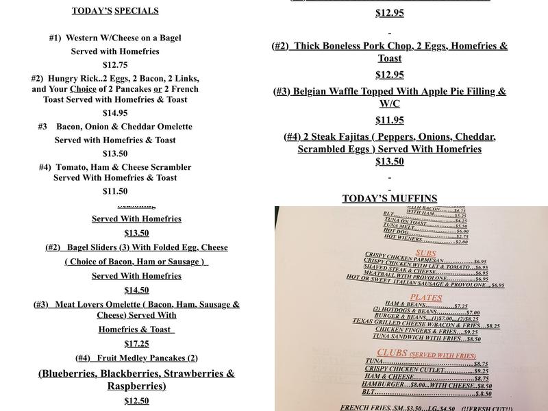Rick & Dee's Menu