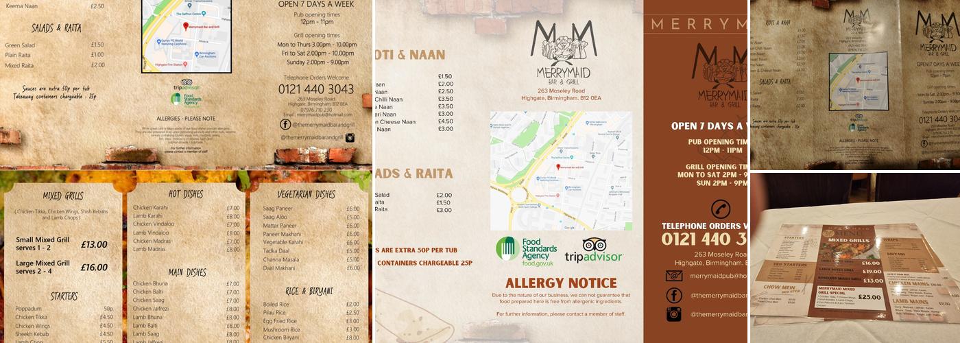 Merrymaid Bar and Grill Menu