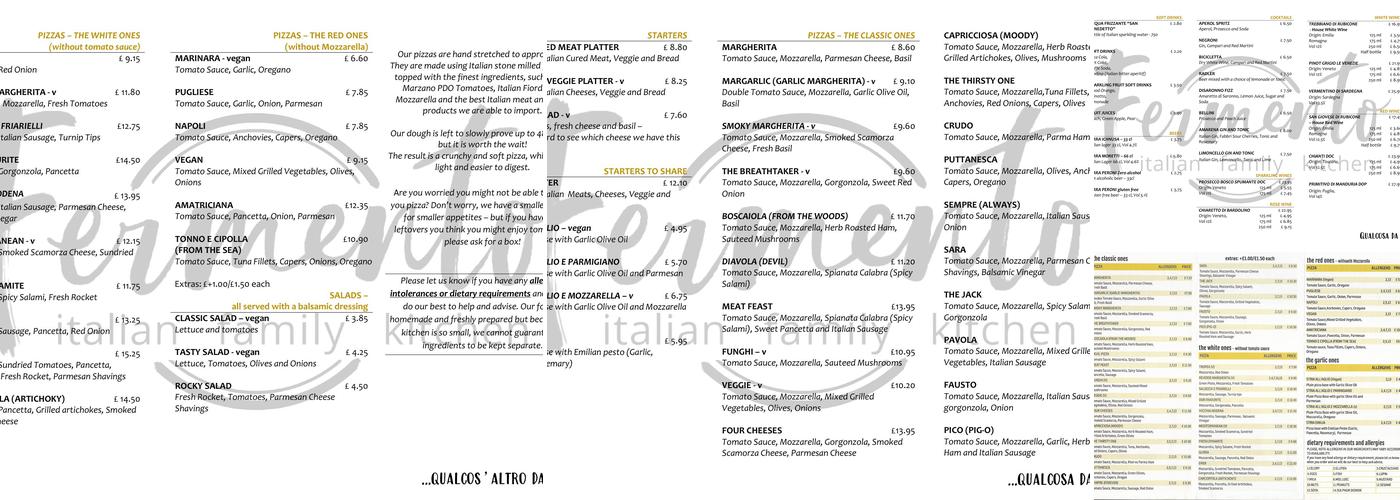 Fermento - Italian Family Kitchen Menu