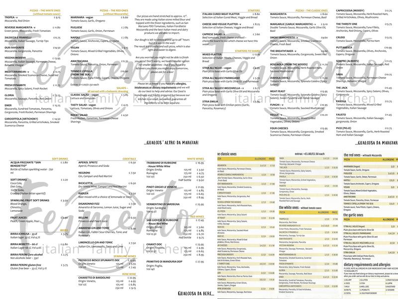 Fermento - Italian Family Kitchen Menu