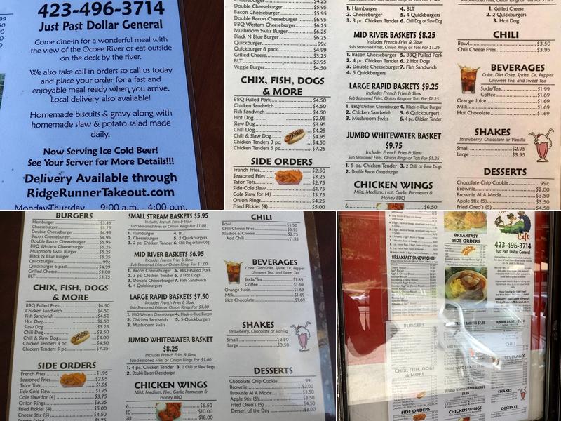 Ocoee River Cafe Menu