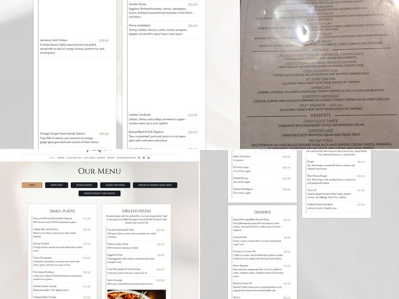 Meritage Restaurant Menu