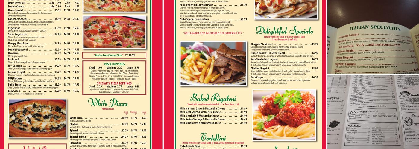 Ocoee Gondolier Menu