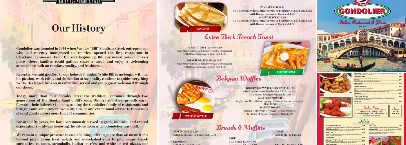 Ocoee Gondolier Menu