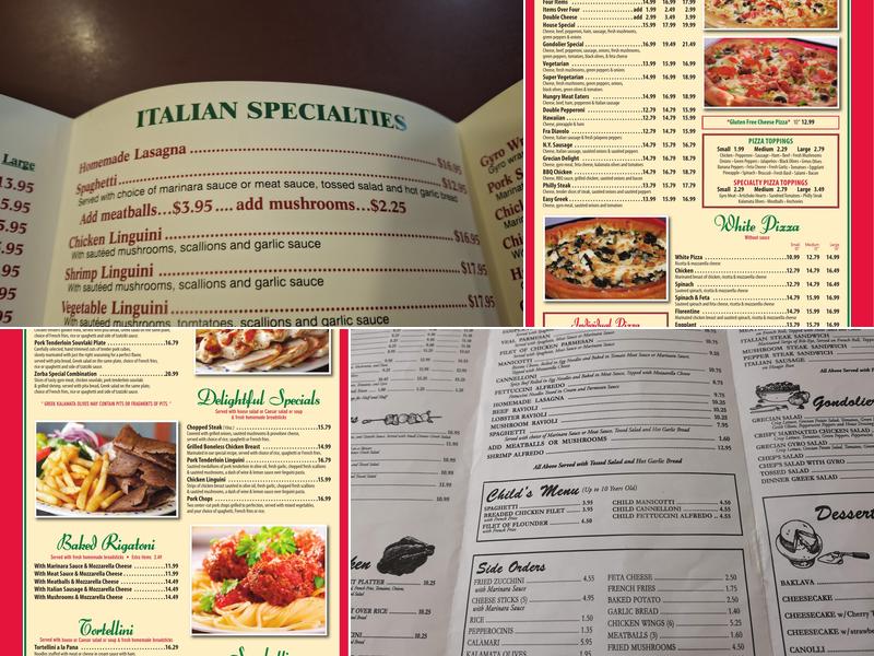 Ocoee Gondolier Menu