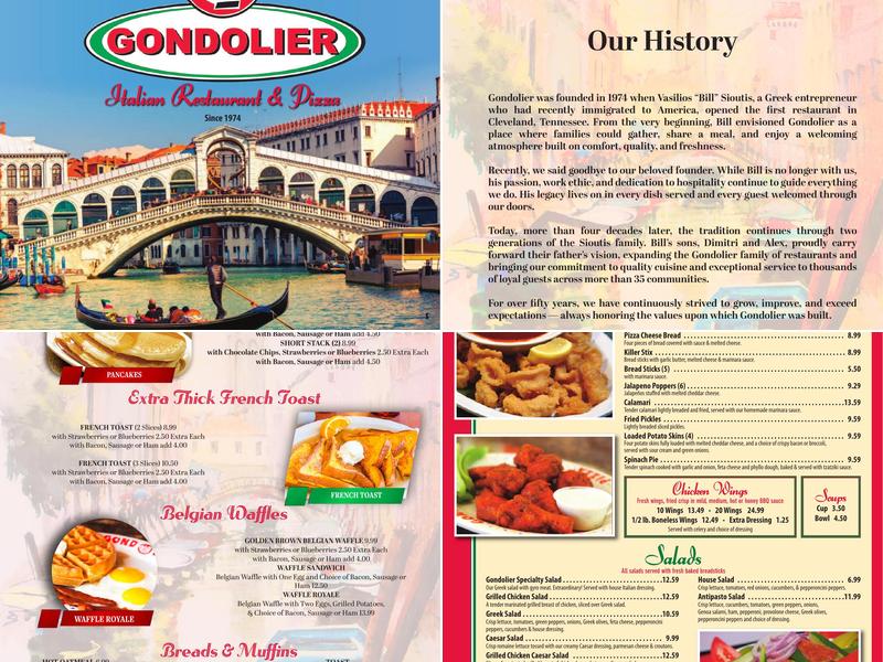 Ocoee Gondolier Menu