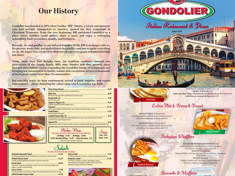 Ocoee Gondolier Menu