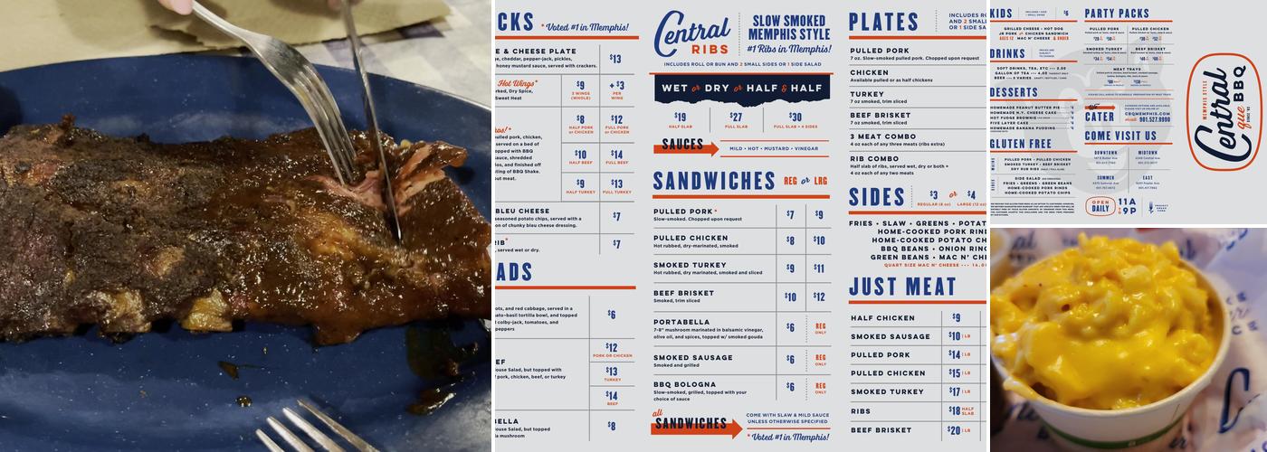 Central BBQ - Downtown Menu