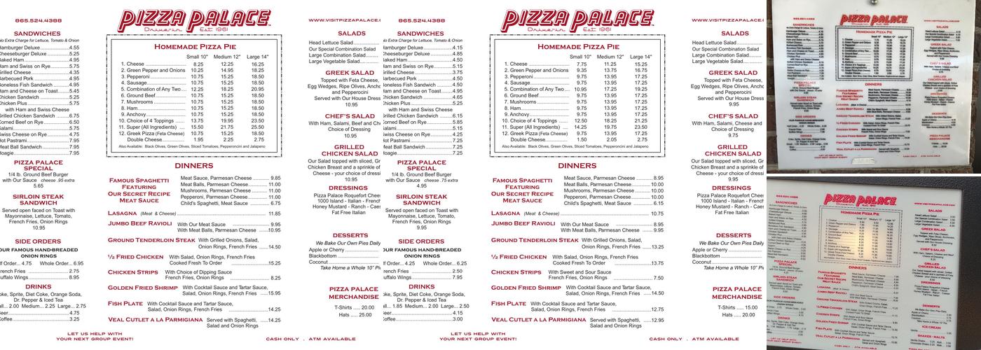 Pizza Palace Menu
