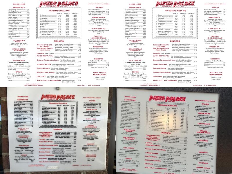 Pizza Palace Menu