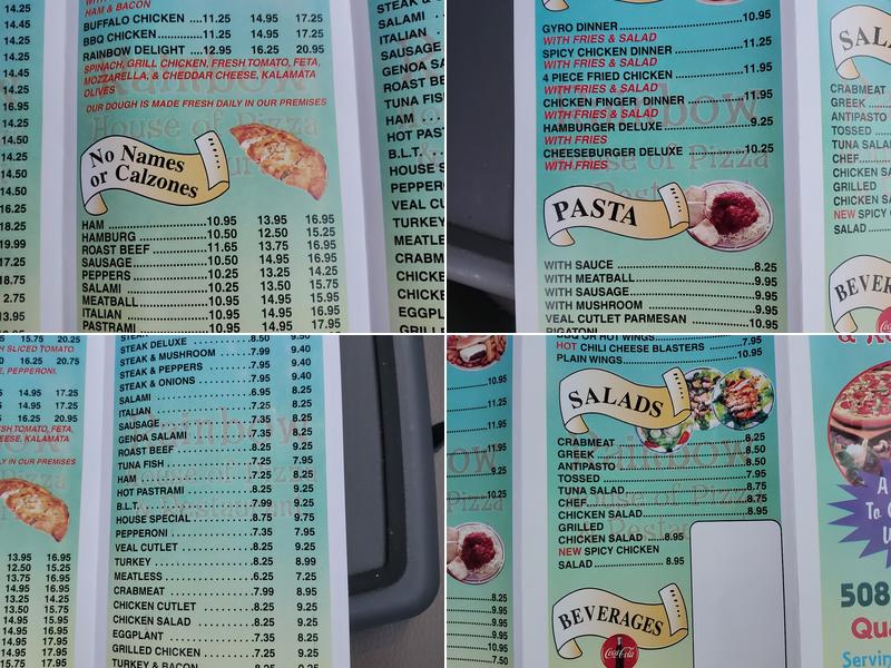 Rainbow Pizza House Menu